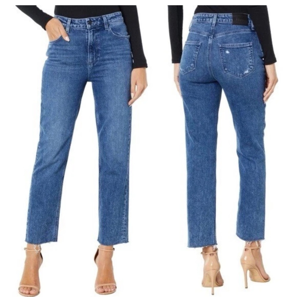 NWT 💙 PAIGE Sarah Slim High-Rise Jagged Hem Vintage Denim Jeans Size 32 (= 12)